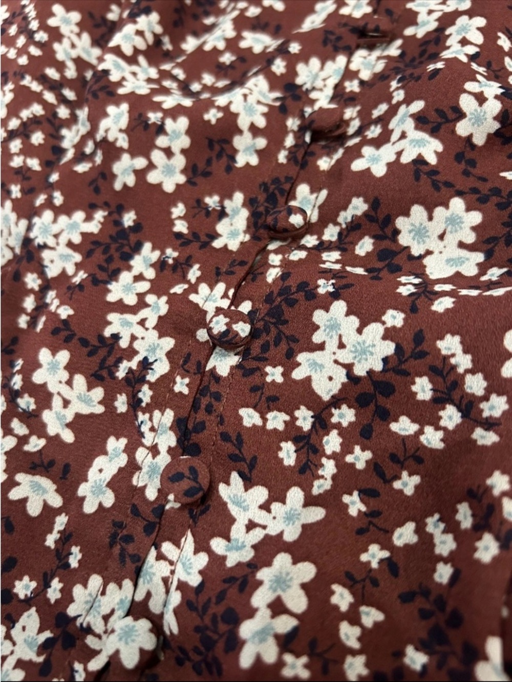 Abercrombie & Fitch Brown Floral Button Front Top - Picture 6 of 6